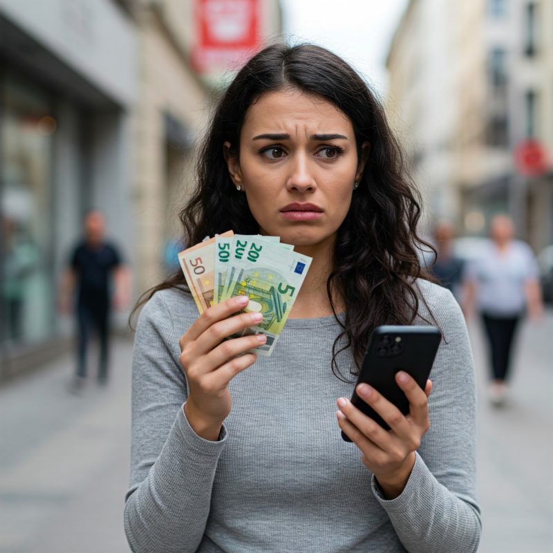 Mujer preocupada por la eliminación del dinero en efectivo